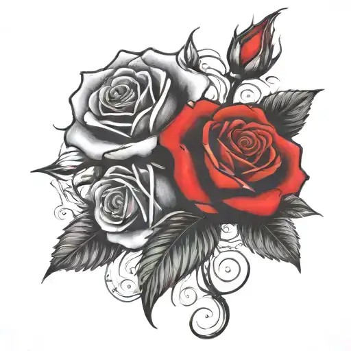 Two Rose Wrapped One Green One Red