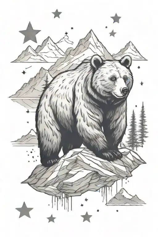 Bear With Mountains And Stars