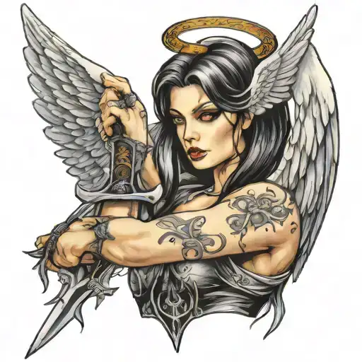 Goth Angel Holding A Sword