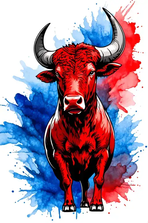 Standing Buffalo Bills Logo Outline With Red And Blue Watercolor Behind It