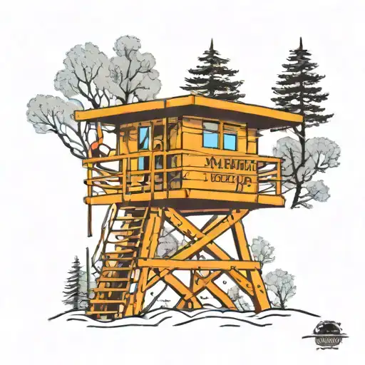 Blue Los Angeles Lifeguard Tower In Aspen Trees