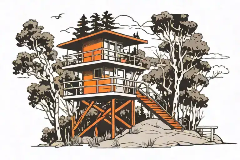 Los Angeles Lifeguard Tower In Aspen Trees