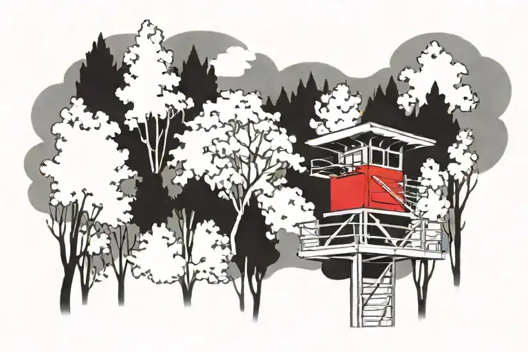 Los Angeles Lifeguard Tower Nestled In Aspen Trees