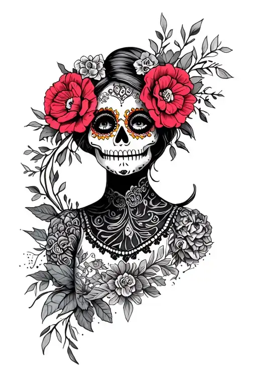 Day Of The Dead Woman Half Sleeve