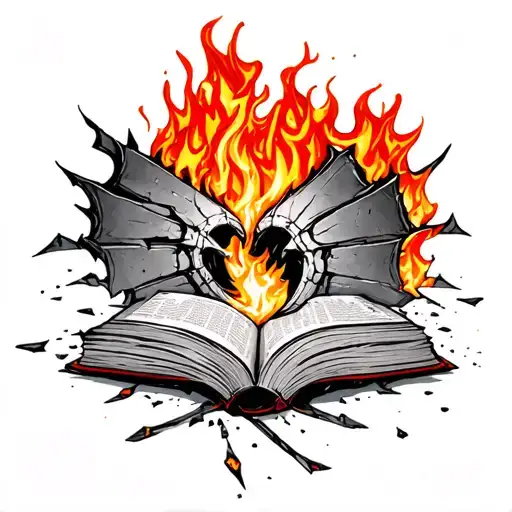 Broken Road And A Book On Fire