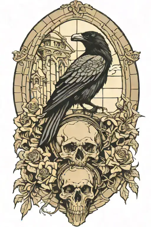 Raven On Skull Church Window