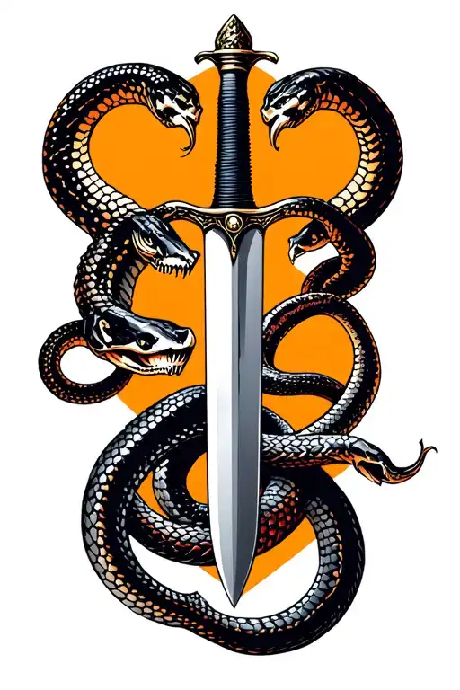 Long Dagger With Snake Wrapped Around The Handle