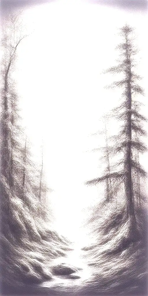 Massive Forest Landscape With Huge Moon In The Background