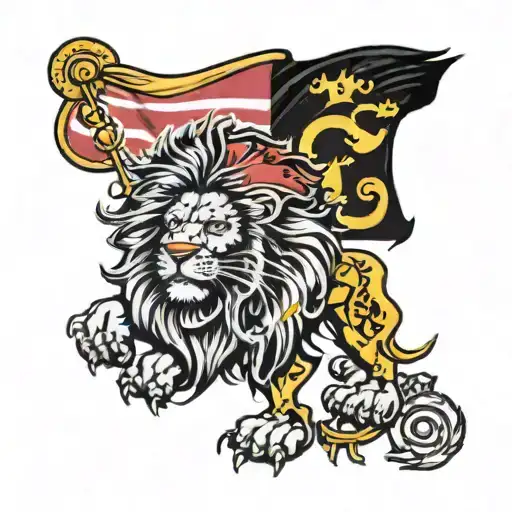 Lion And Maryland Flag