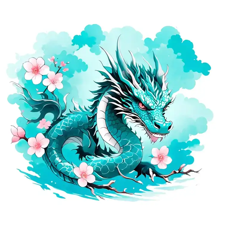 Dragon With Cherry Blossoms