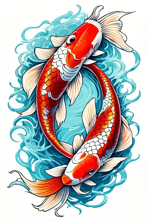 Dual Koi Fish Swimming