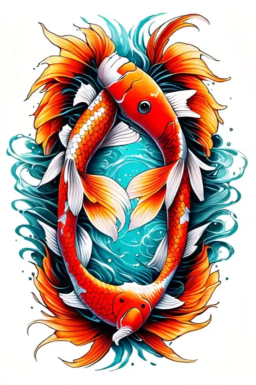 Dual Koi Fish Swimming