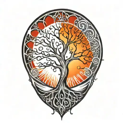 Tree Of Life And Sun And Moon