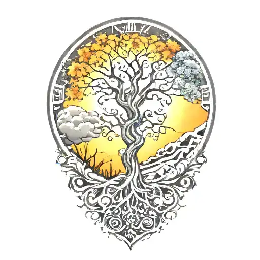 Tree Of Life And Sun And Moon