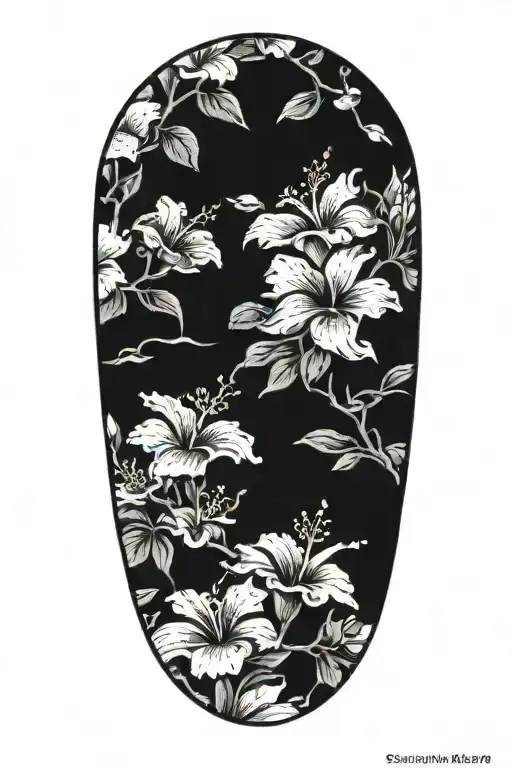 Wrist To Elbow Sleeve With Hibiscus Flowers And Lots Of Cherry Blossoms