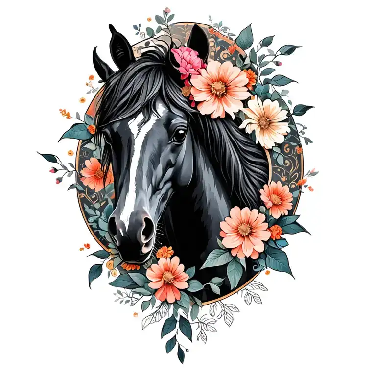 Horse With Flowers