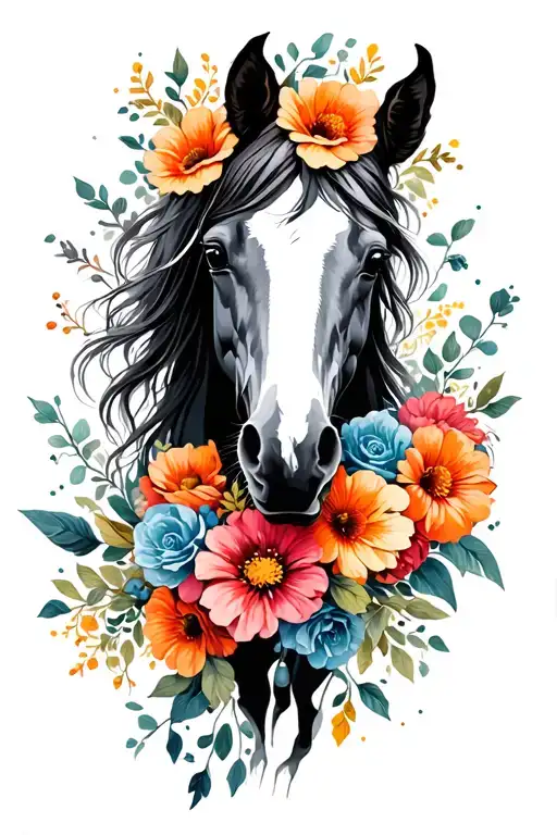 Horse With Flowers