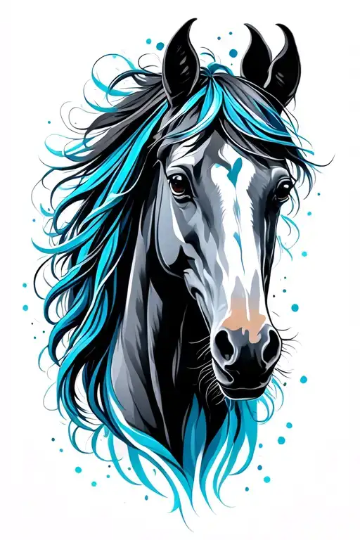 Black And Blue Horse