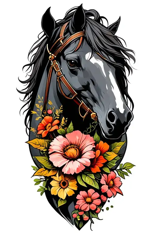 War Horse And Flowers