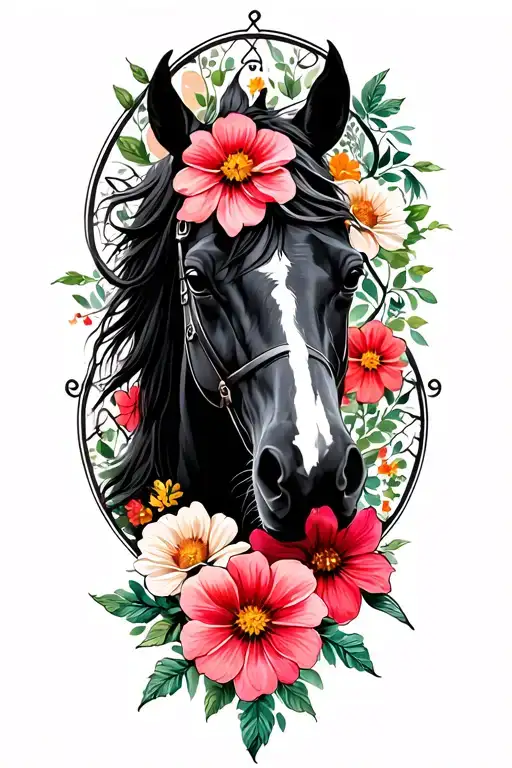 War Horse And Flowers