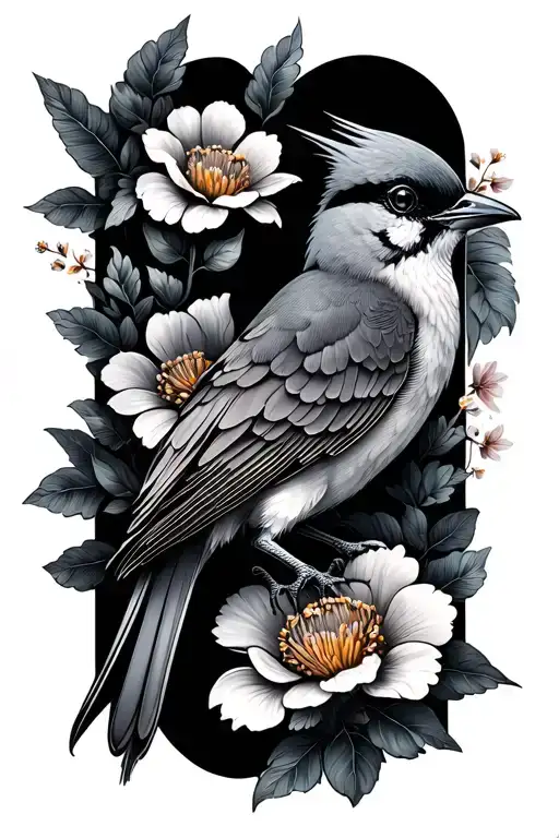Bird And Flowers
