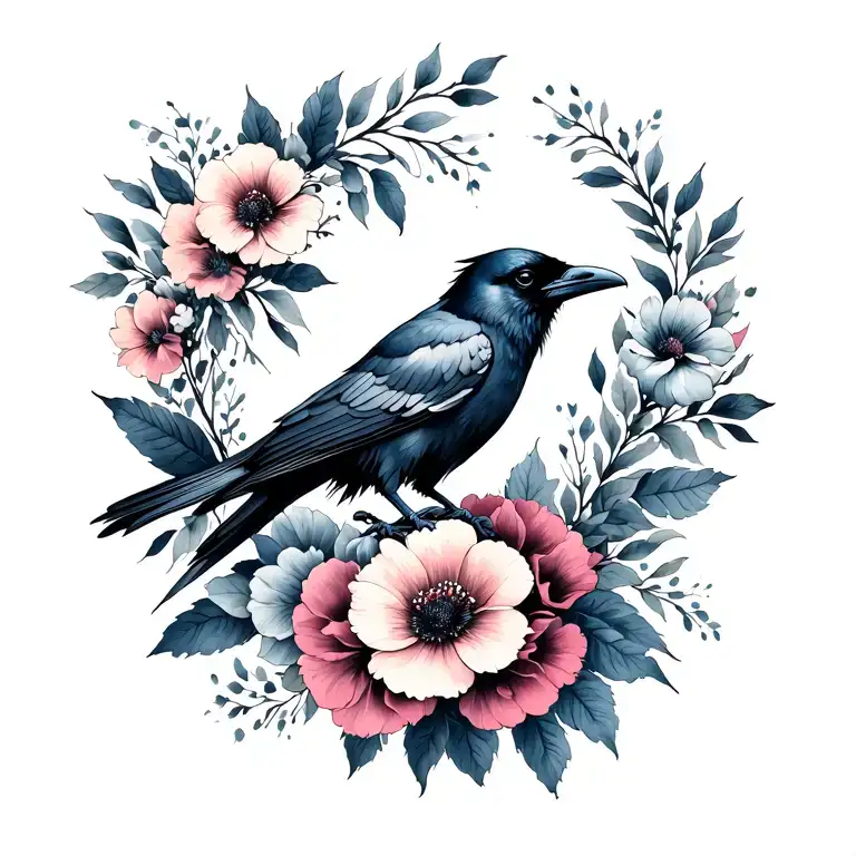 Coverup Raven And Flowers