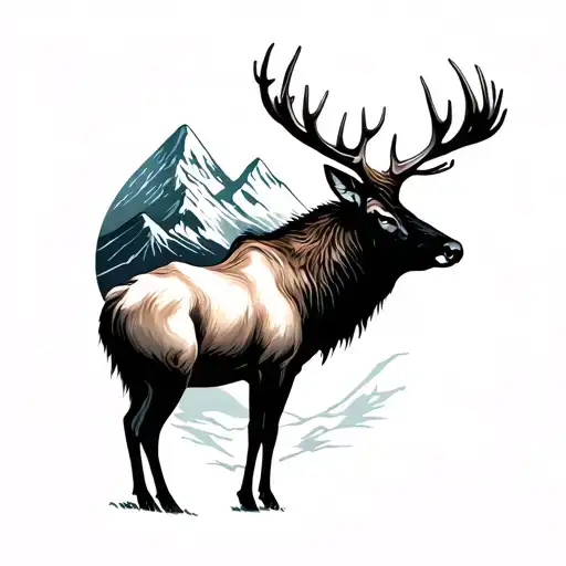 Elk Tranformation Into Mountain Landscape