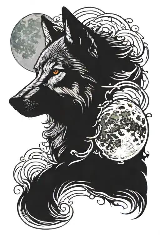 Wolf And Moon