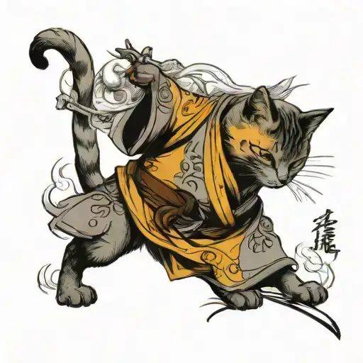 Tattooed Cat That Is A Jedi Knight Edo Period Painting