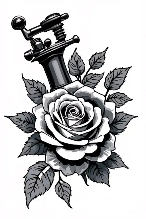 Tattoo Machine Roses Intertwined