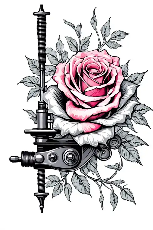 Tattoo Machine Roses Intertwined