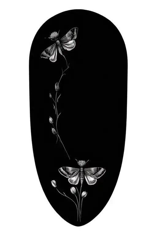 The Main Motif Will Be A Moth And Wolf Poppies Around Her