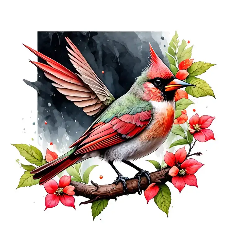 Cardinal With Hummingbird