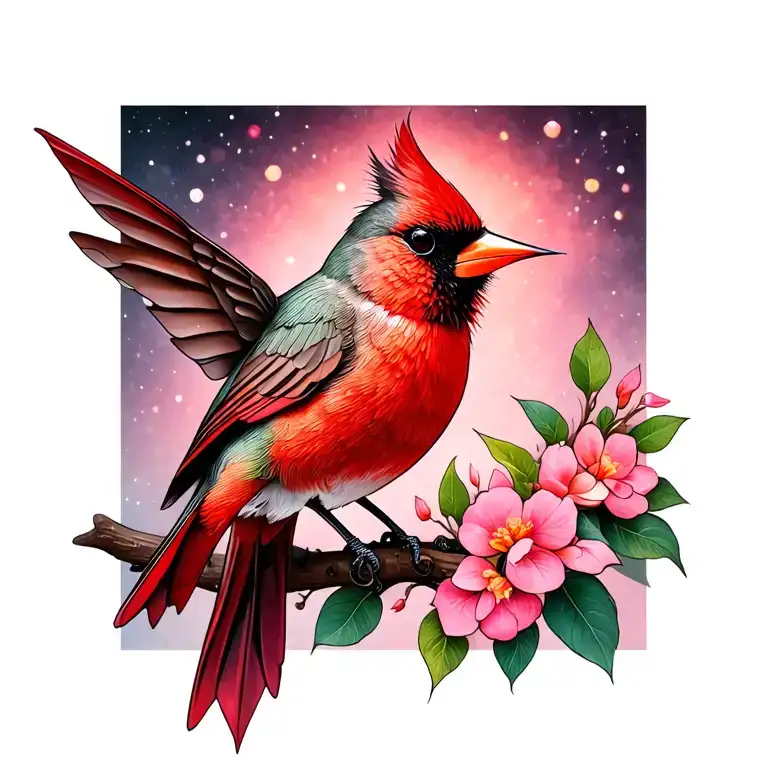 Cardinal With Hummingbird