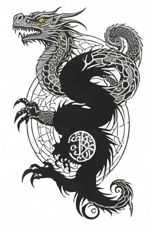 Dragon And Norse Runes