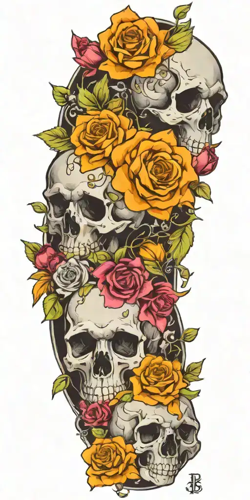 A Mystical Tarot Card With Flowers And Skulls Inspired By The Client's Occupation As A Florist