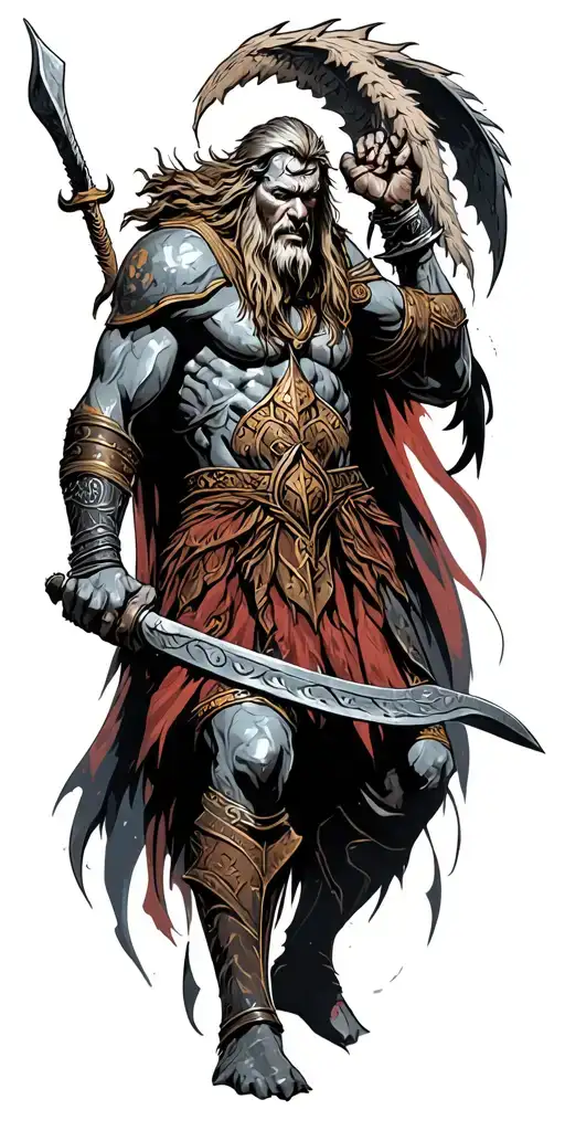 Viking Warrior Fighting Demons