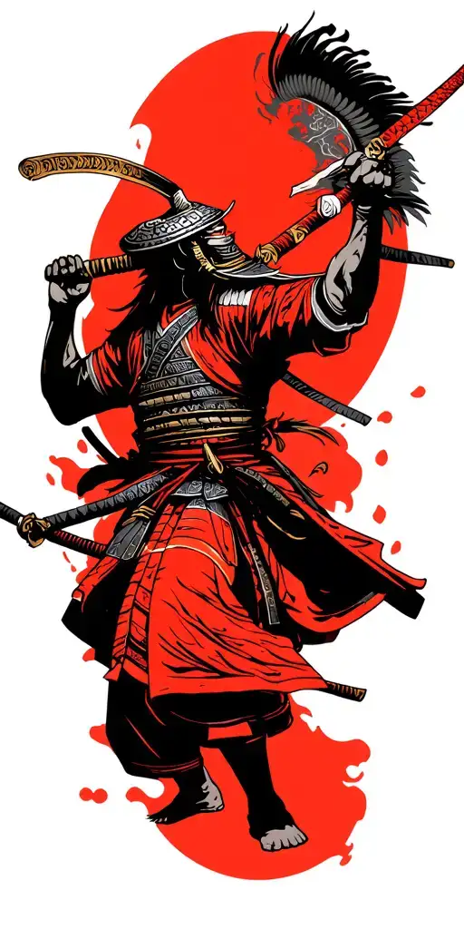 Samurai Warrior Blocking Attack From Above