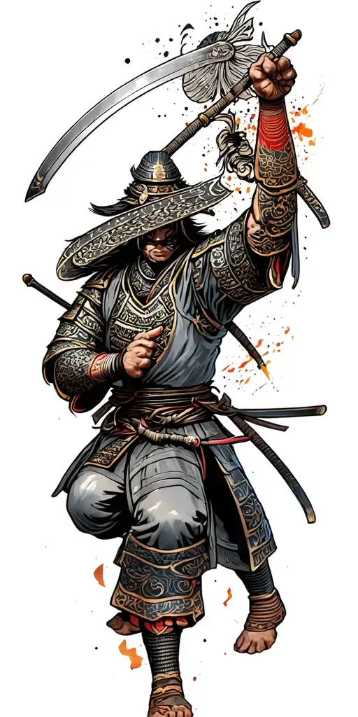 Samurai Warrior Blocking Attack From Above