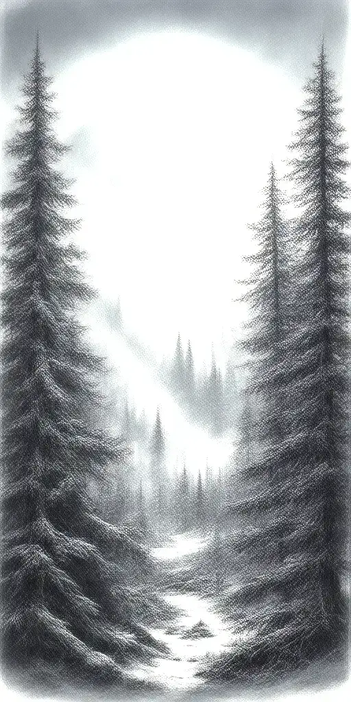 Massive Forest Landscape With Huge Moon In The Background