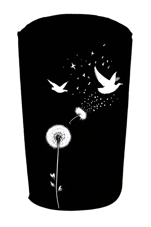 Dandelion Blowing With Birds Flying Away And Singing