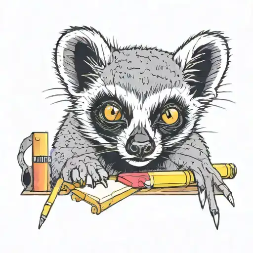 A Sleeping Lemur Surrounded By Art Supplies