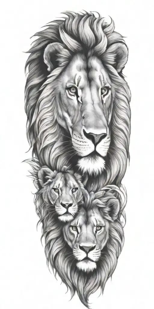 Lion And Lionesss With 1 Cub Surrounded