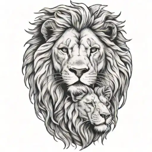 Protective Lion And Lioness