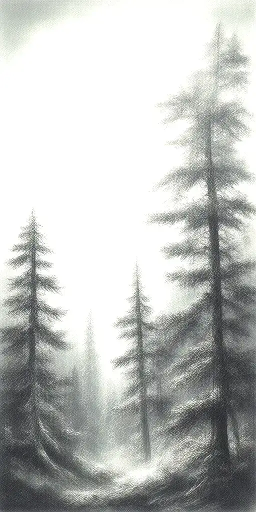 Massive Forest Landscape With Huge Moon In The Background