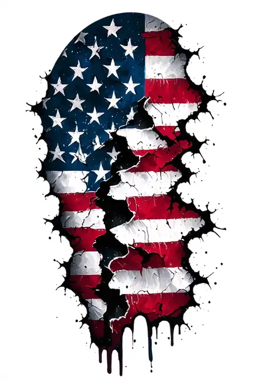 American Flag Ripped Ends