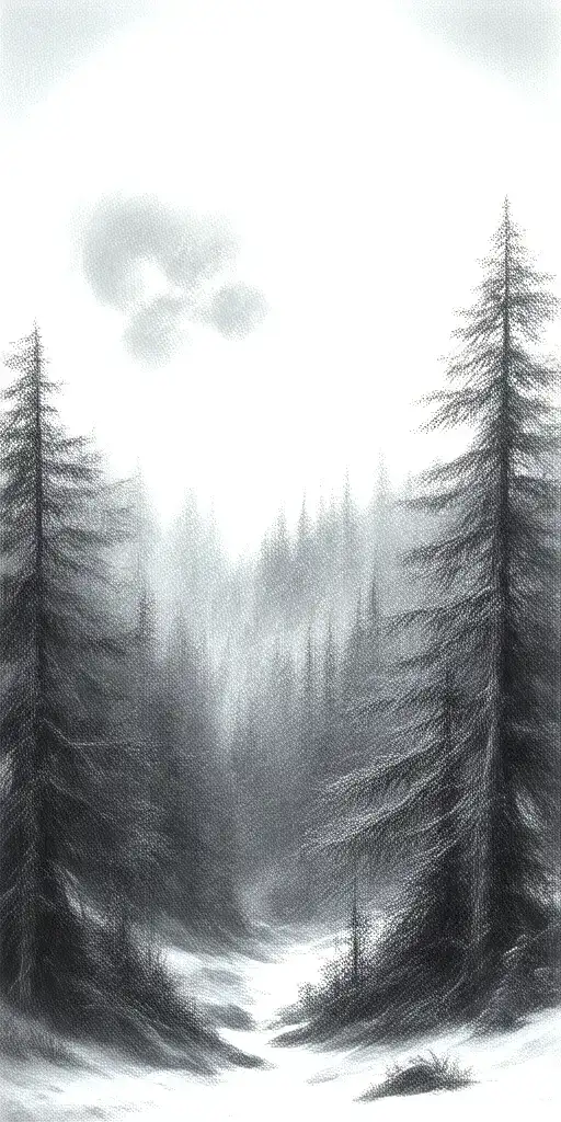 Massive Forest Landscape With Huge Moon In The Background