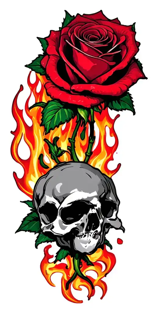 Small Roses Fire Around Them