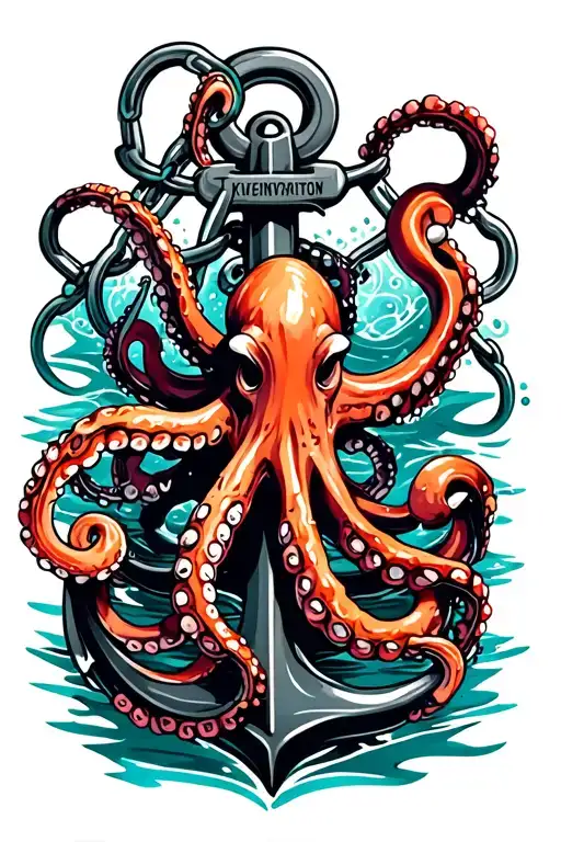 Octopus Wrapped Around Anchor In Water With Broken Chain