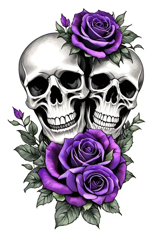 Army 2 Skulls Wedding Love Purple Roses